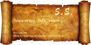 Seprenyi Sándor névjegykártya